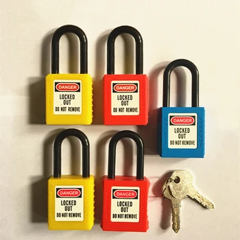 

Brand New 5PCS Safety Electrical Plug Lockout Plastic Box Tag Out Lock Equipment Device Nylon Non Conductive Safety Padlock
