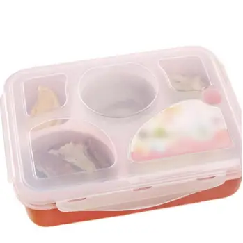 

Microwave Oven Five Grids Lunch Box Bowl Home Garden Kitchen Dining Tableware Lunch Box Pink