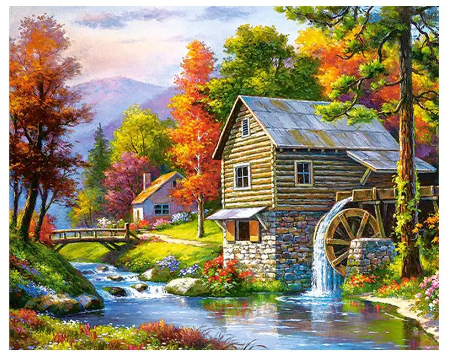 DIY 5D full square Diamond embroidery "village "nature landscape 3d diamond painting Cross Stitch Rhinestone mosaic home - buy at the price of $4.14 in aliexpress.com | imall.com