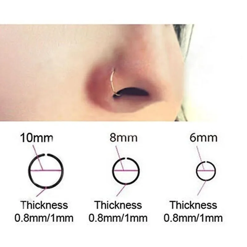 Women Fake Nose Ring Septum Ring Hoop Cartilage Tragus Helix Small Thin Piercing 