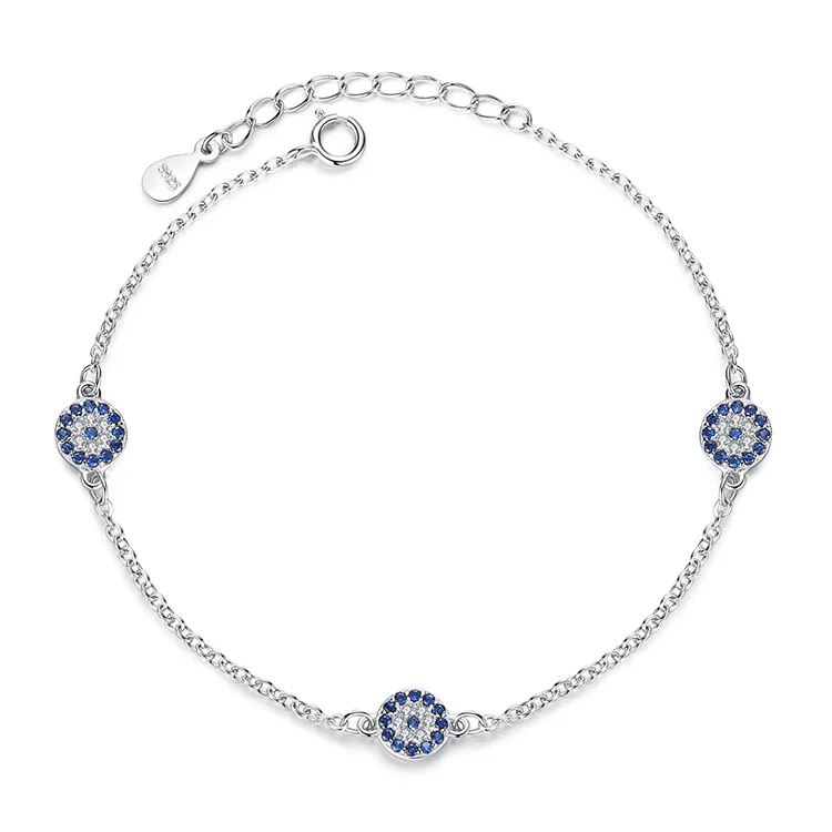 Hand Hamsa Infinity браслеты из стерлингового серебра 925 пробы, CZ голубой счастливый глаз, браслеты с австрийским кристаллом, звеньевая цепочка, браслет для женщин - Окраска металла: YS1281