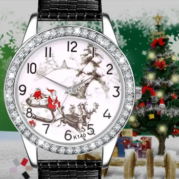 

Women Watch Bracelet Christmas Gift Printed Dial Belt Inlaid With Diamond Digital Scale Watch Women's watch for women 2020 new