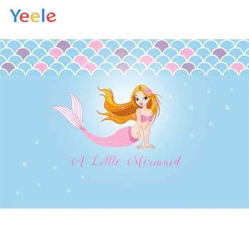

Yeele Mermaid Princess Fish Scales Birthday Party Photography Backgrounds Customized Photographic Backdrops for Photo Studio