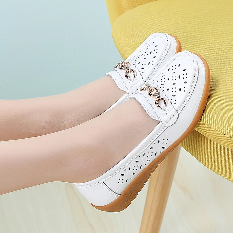 Summer Women Casual Flats Shoes Cut Out Loafer Office Slip-on Moccasins Plus Size 35-42 women shoes women flats casual shoes