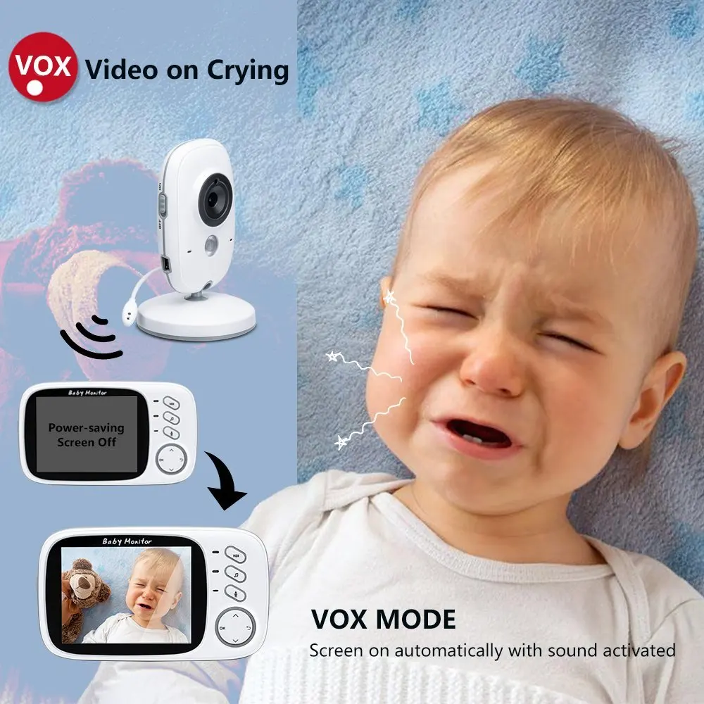 Monitor do Bebê com Câmera de Vídeo sem Fio Polegada Tela Colorida Noite Versão Falar Volta Intercomunicador Bebê Babá Câmera Segurança Vb603 3.2 10 Vb603 monitor do bebê com câmera de