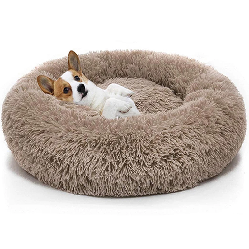 Warm Fleece Dog Bed 7 Sizes Round Pet Lounger Cushion For Small Medium Large Dogs Cat