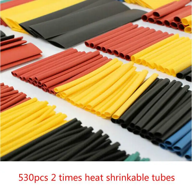 530PCS 2:1 Times Heat Shrink Tube Kit Shrinking Assorted Polyolefin Insulation Sleeving Heat Shrink Tubing Wire Cable Kit