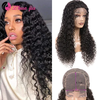 

ZHUO JIA Deep Curly Lace Front Human Hair Wigs Pre Plucked 8-28 Inch 4x4 Brazilian Remy Hair Wavy Lace Frontal Wigs For Women