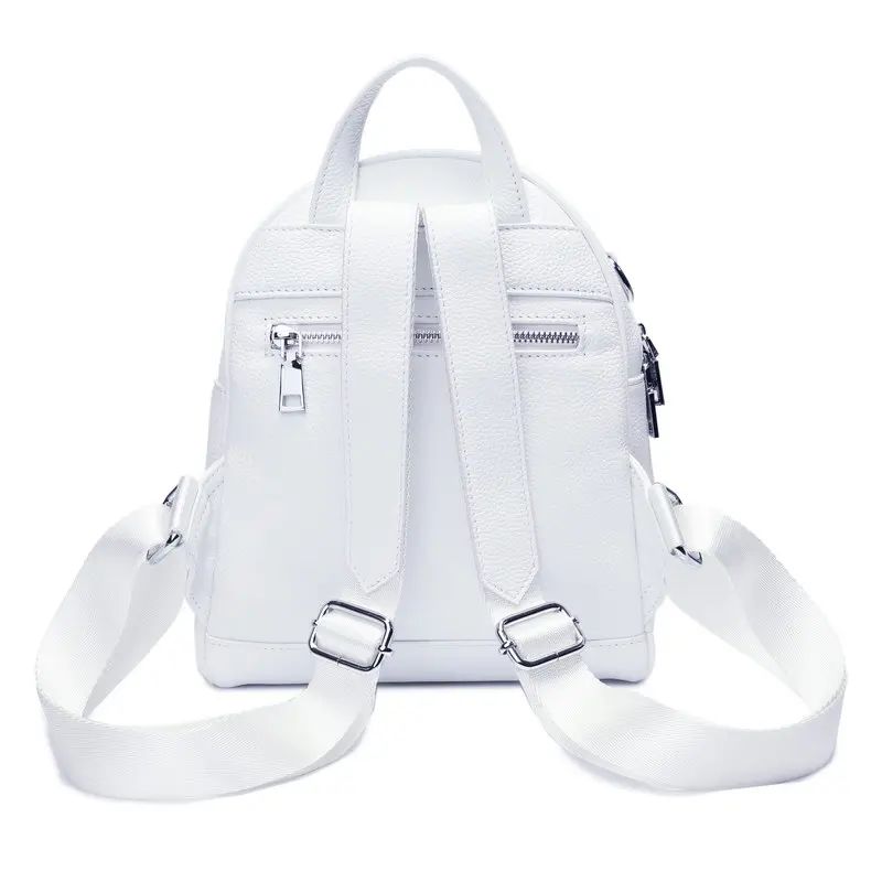 ZENCY Silver Meatal Hardware 100% Genuine Cow Leather Women Backpack Lady Girl First Layer Cowhide Book Bag Style Knapsack Purse 2