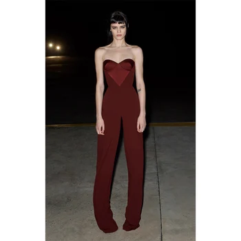 

2020 summer new women's bandage red jumpsuit sexy tube top sleeveless trousers slim fit overalls club party elegant jumpsuit