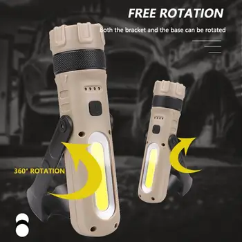 

1PC Portable L2 + COB Glare flashlight Built-in Battery USB Charging Foldable Work Lamp Outdoor Camping Light