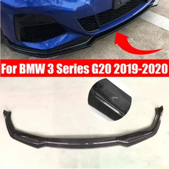 

1Set ABS Carbon Fiber Style Front Bumper Lip Side Skirts Splitters Spoiler For BMW 3 Series G20 2019 2020 Exterior Parts