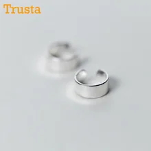 Trusta 925 пробы серебряные гладкие поверхности Кафф серьги-клипсы для Для женщин и девочек без серьги в стиле пирсинга ювелирные изделия DS1040