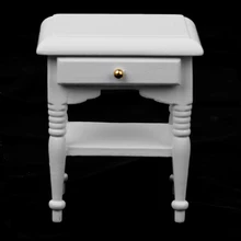 Meble do sypialni dla lalek (skala 1 12) drewniany stolik nocny z szufladą i półka do przechowywania (biała) tanie tanio MATERNITY W wieku 0-6m 7-12m 13-24m 25-36m 4-6y 7-12y 12 + y CN (pochodzenie) Drewna Bedside Cabinet