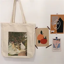 Новая Винтажная Большая вместительная Женская Брезентовая Сумка-тоут с принтом, Экологичная сумка для покупок, женская сумка-тоут, ткань для упаковки