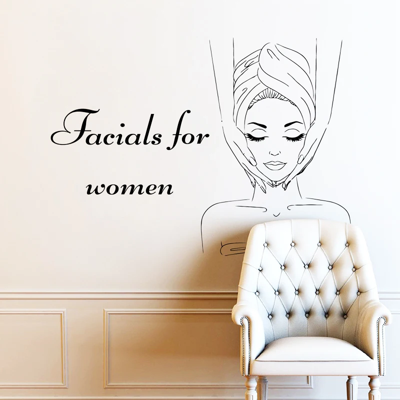 

Spa Facials Quote Wall Decals Mask Skin Care Center Decor Body Massage Vinyl Sticker Beauty Salon Wall Decor Art AJ551