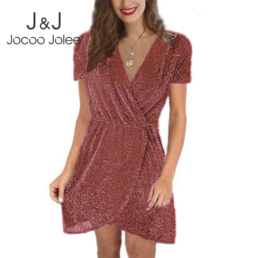 Сексуальное блестящее вечернее короткое платье Jocoo Jolee с эластичной талией