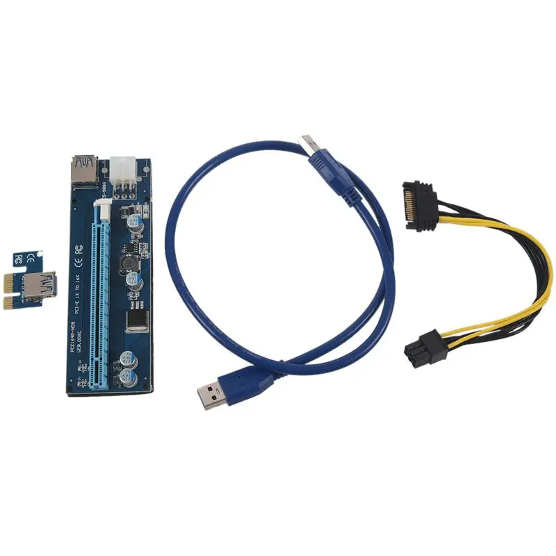 

Blue 60cm Adapter USB 3.0 Card PCI-E Express 1x to 16x Riser Line Extender USB Power Cable
