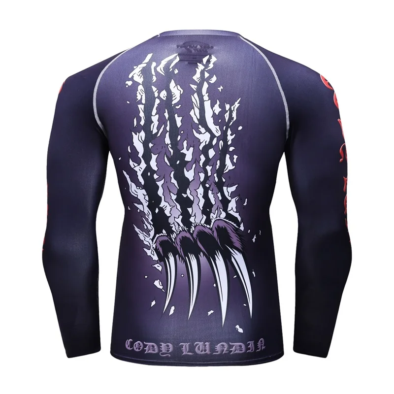 2021 Zombie New Men's Compression Tight Skin T Shirt MMA BJJ Long Sleeves 3D Prints Rash guard Fitness Base Layer Male Tops We