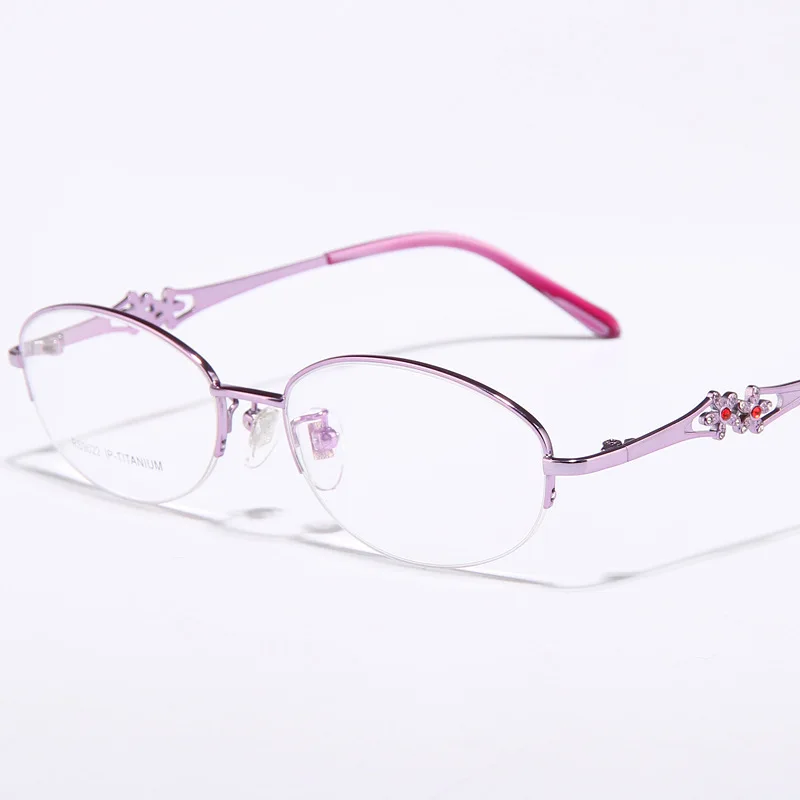 New Diamond Ultra Light Pure Titanium Glasses Frame Female Temperament Goddess Glasses Frame Myopia Half Frame Glasses