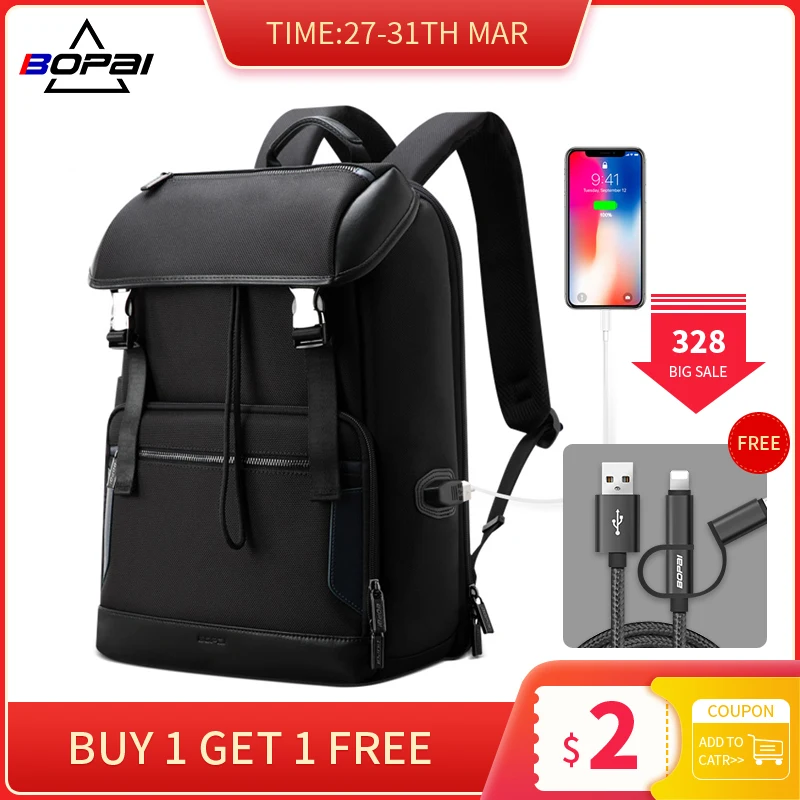 ^*Best Offers Мужской рюкзак с защитой от кражи BOPAI, Большой Вместительный портативный рюкзак 15,6 дюйма для ноутбука, Модный повседневный мужской рюкзак ^*Best Offers Мужской рюкзак с защитой от кражи BOPAI, Большой Вместительный портативный рюкзак 15,6 дюйма для ноутбука, Модный повседневный мужской рюкзак