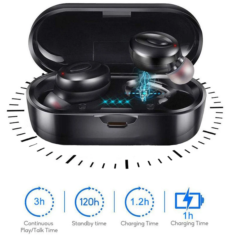 

Wireless earbuds mini headset TWS with charging compartment wireless Bluetooth V5.0 headphones sports music stereo binaural