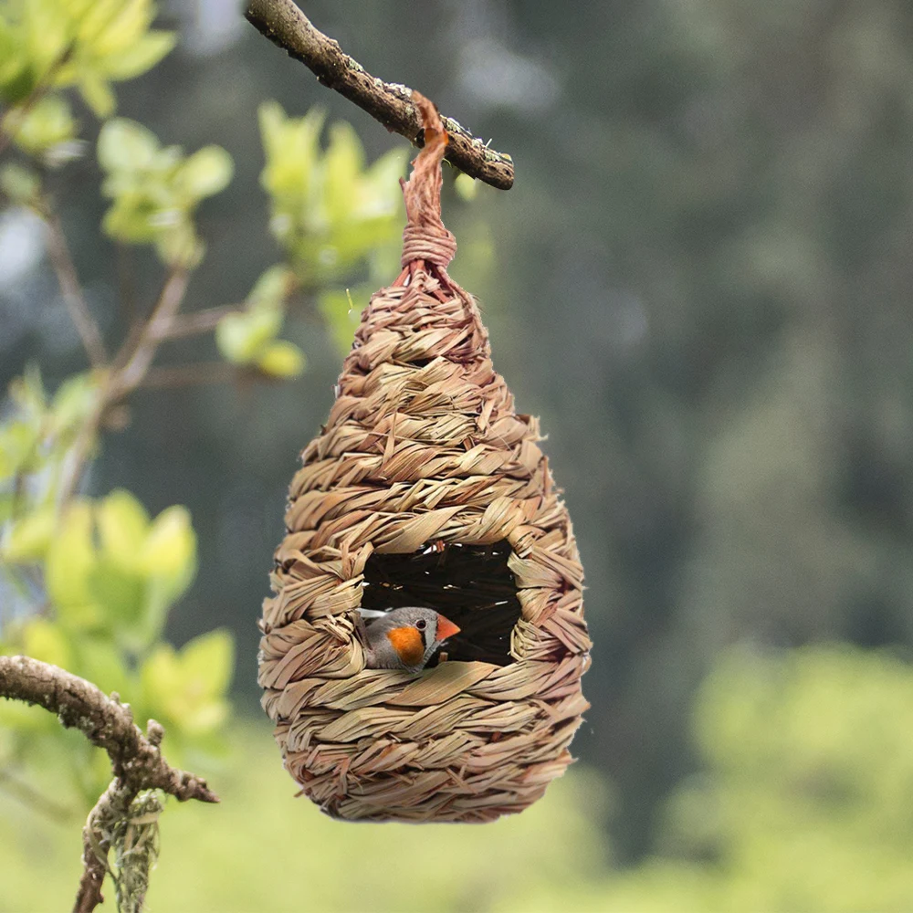 

Bird House Garden Birds Nest Handmade Grass Durable Outdoor Eco-friendly Cage Bird House Woven Roosting Decoration Parrot Nest