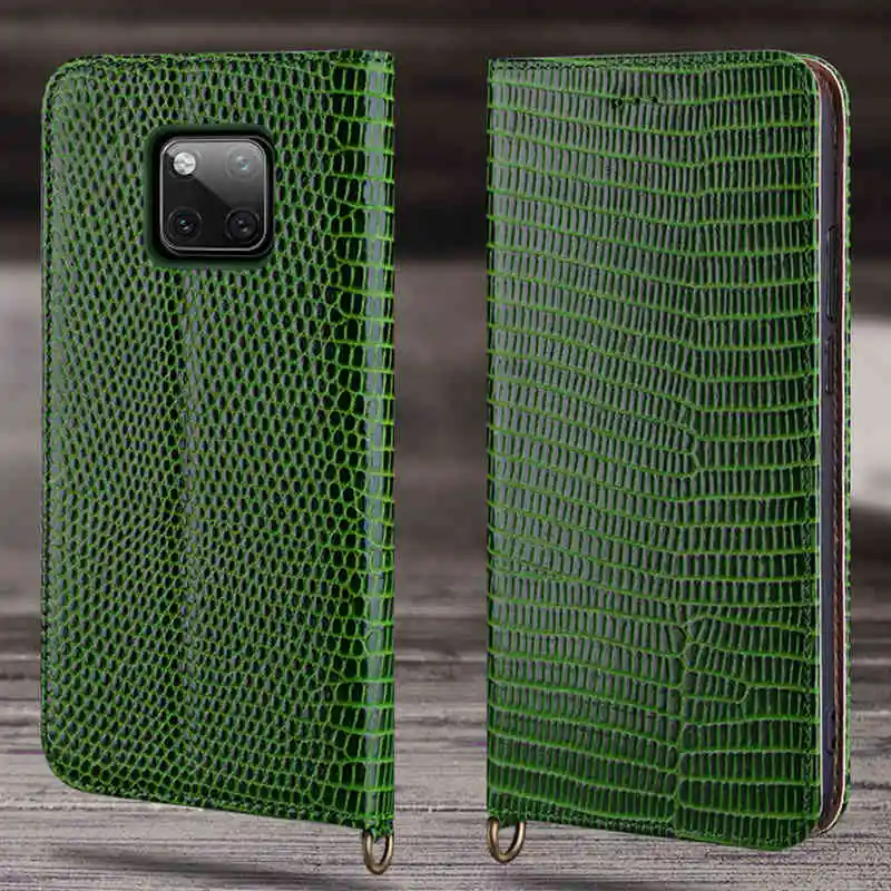 green Чехол mate 20 Pro из натуральной кожи для huawei mate 20 20RS, чехол Lizard, магнитный протектор для huawei mate 20 Pro, чехол - Цвет: green