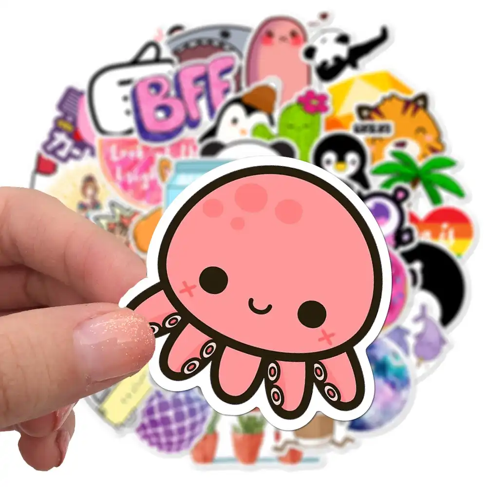 10 50ピース セットカラー小さな新鮮な人格落書きかわいい動物のノートスーツケーススケートボードギター防水ステッカー ステッカー Aliexpress