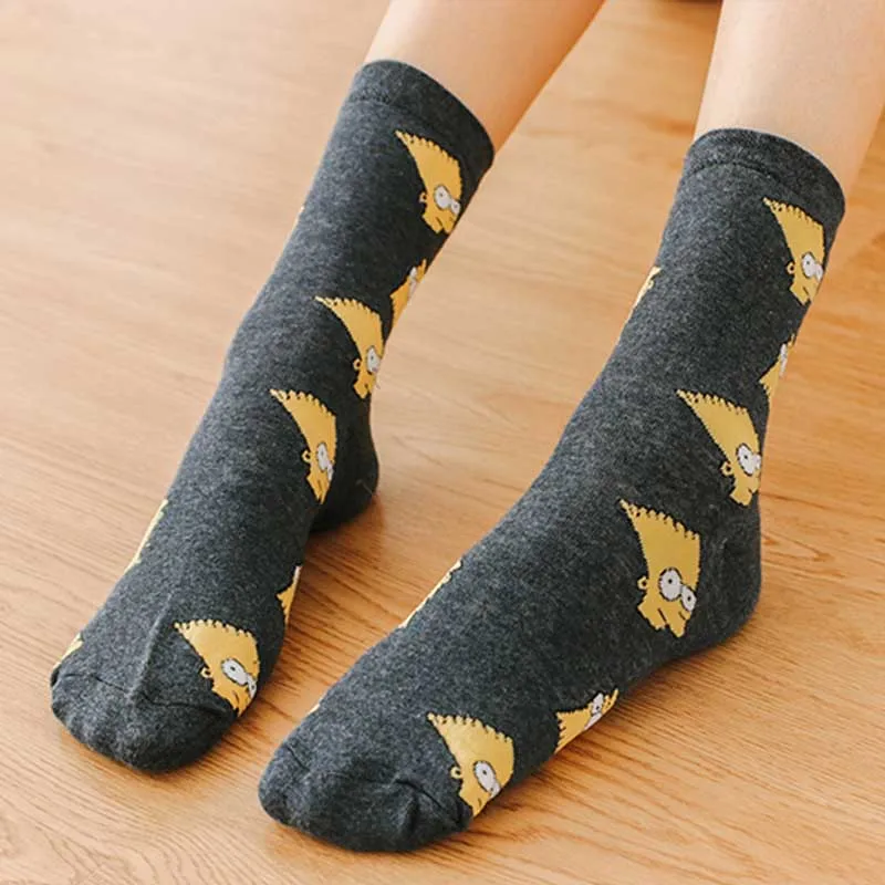 [HEPOSCKONE] Лидер продаж, продукт, высококачественные хлопковые носки с рисунком Симпсона, оригинальные забавные парные носки - Цвет: 1