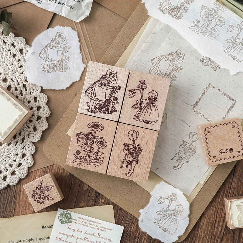 ヴィンテージイチゴフレームフラワーガールスタンプdiy木製ゴムスタンプためスクラップブッキング文房具スクラップブッキング標準スタンプ スタンプ Aliexpress