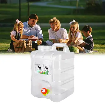 

15L Portable Plastic Pure Water Bucket Faucet Water Container Storage PC Material Pail For Self-driving Travel Camping Hiking