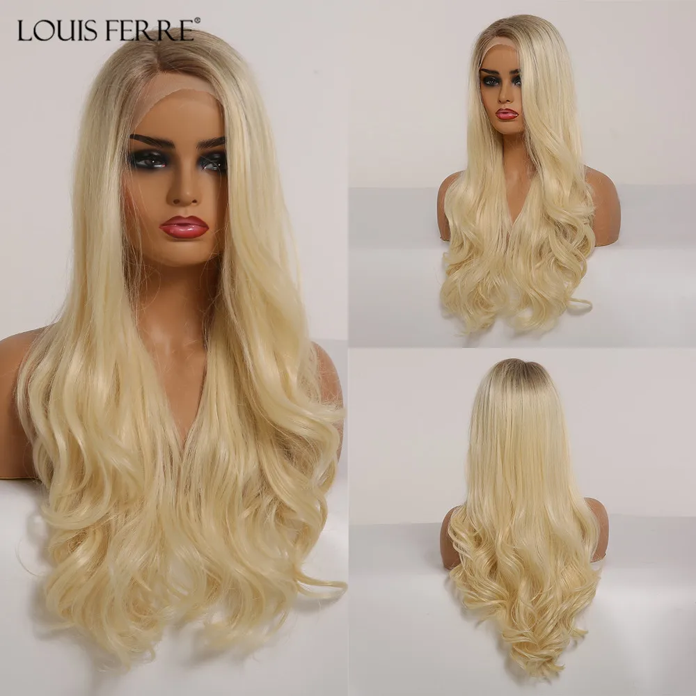 Парик LOUIS FERRE с эффектом омбре коричневый светильник лый светлый на шнуровке