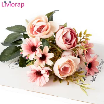 

Liviorap 5 Head Artificial Flowers for Wedding Home Decoration Artificial Flowers Bouquets Artificial Dried Flowers in Pots