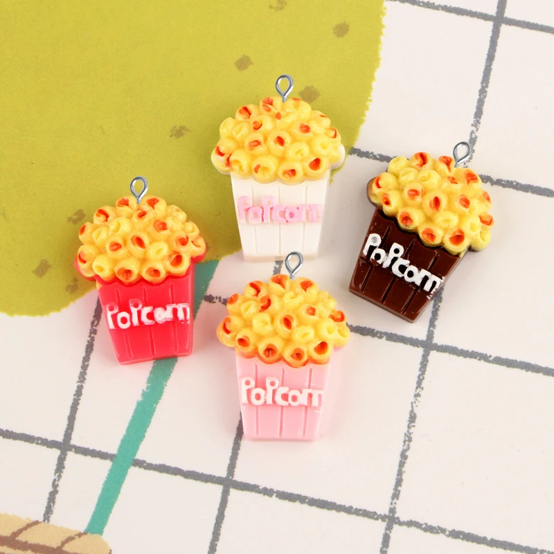 

10pcs 22*28mm Resin food popcorn charms ornament decoration handmade Jewelry making Handicraft Material Mobile diy Accessories