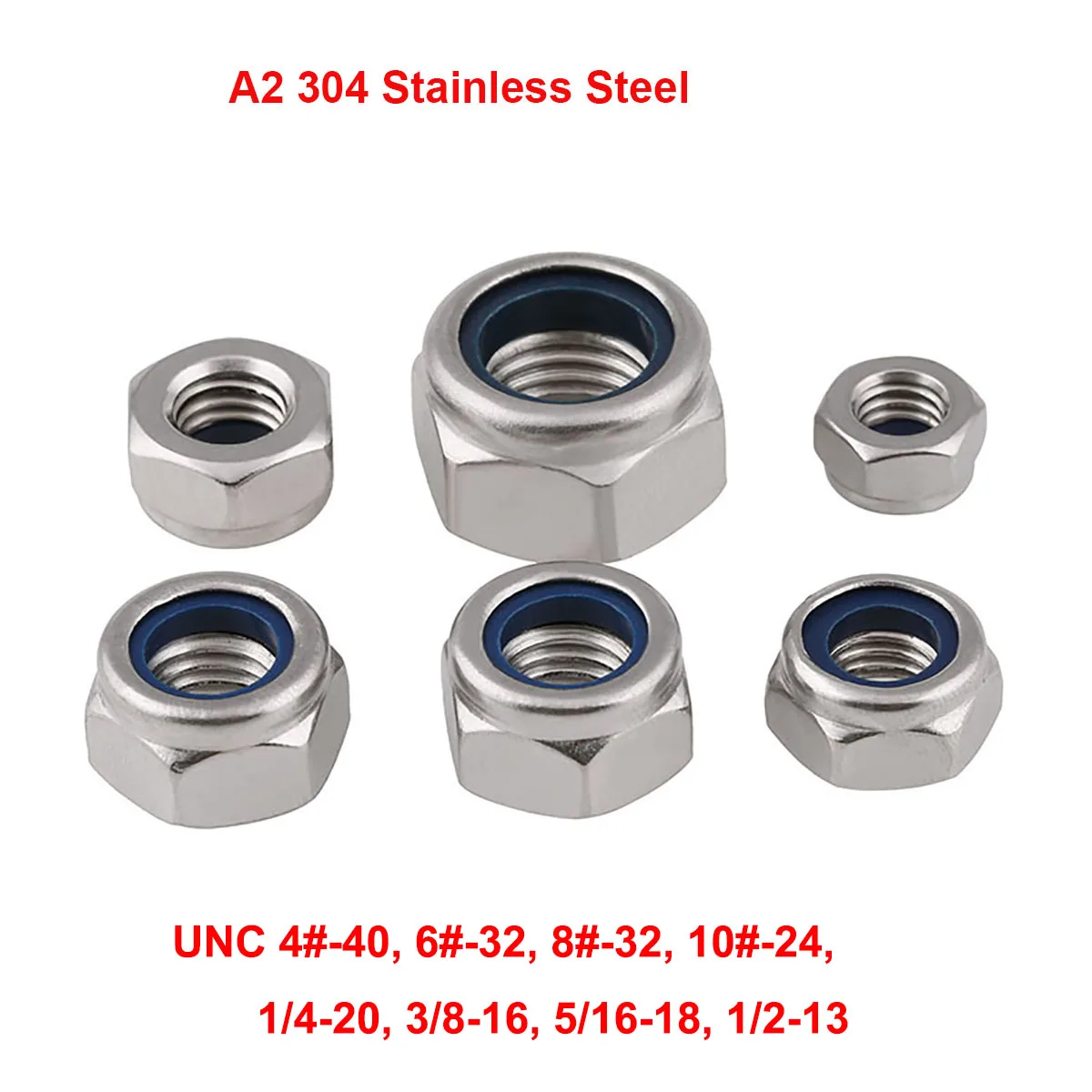 10pcs 3/8-16 Stainless Steel Nylon Insert Hex Lock Nuts 