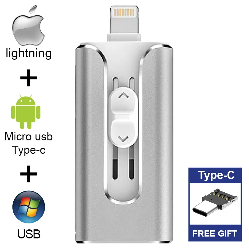 

16/32/64GB Storage Flash Drive 128GB 256GB Mini Memory USB Flash Drive Stick For iOS iPhone/iPad/Mac/Android Gift Type-c adapter