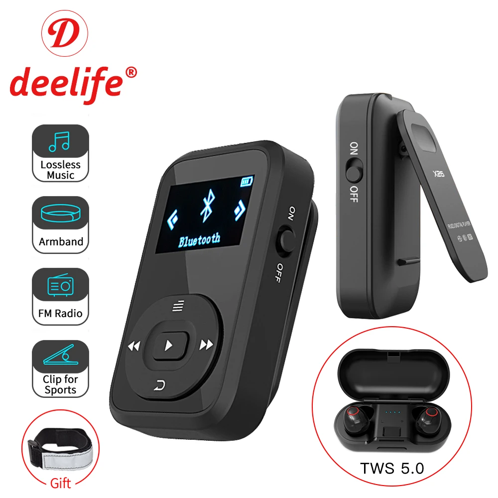 Deelife спортивный комплект с Bluetooth mp3 плеером и TWS True беспроводные наушники для бега