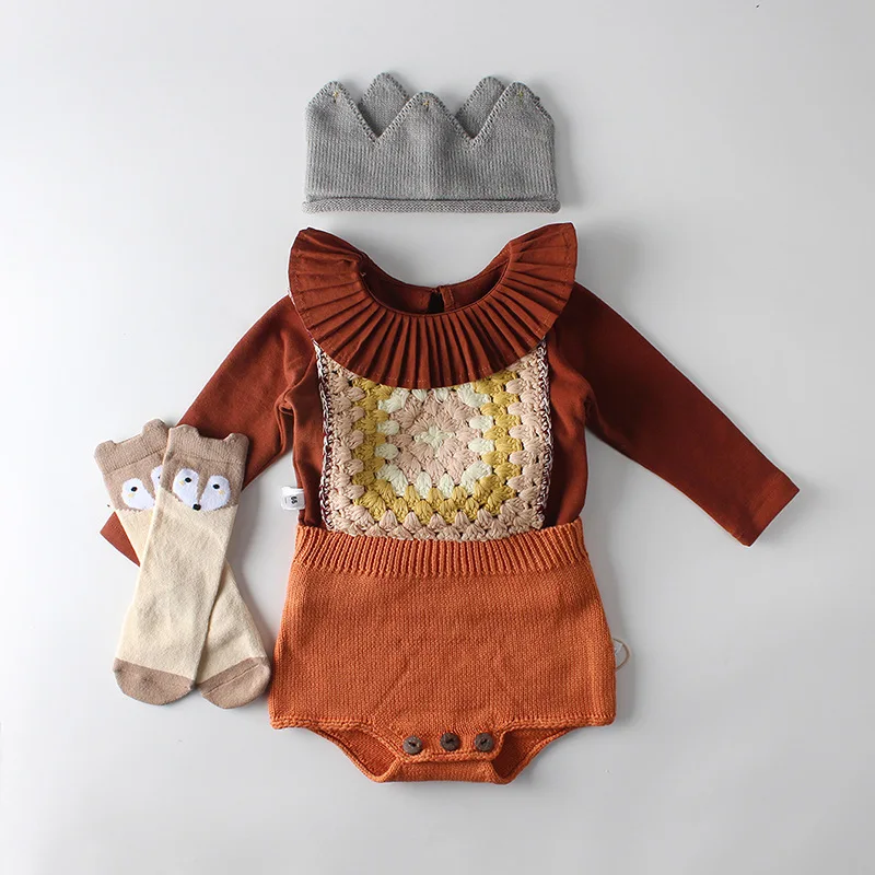 Хлопковые детские свитера с оборками Одежда для девочек теплые пуловеры с длинными рукавами и круглым вырезом для детей от 0 до 2 лет Infiniti