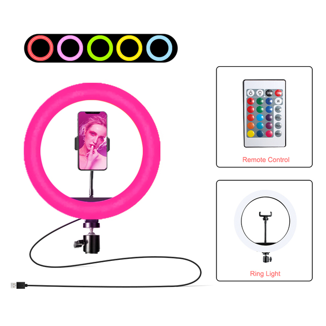 Light Profissional with Remote RGB Lampara Led Ring Lamp Light for Photography Photo Makeup Rgb Video Light Phone Holder