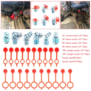 

Straight Grease Fittings with 80 Caps Portable Assorted 45 90 Degree Angled for Household Metal Easily Handle Parts