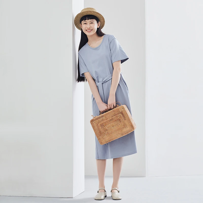 INMAN 2020 Spring New Arrival Australian Comfortable Cotton Round Collar Fashion Fit Shape A Line Dress INMAN 2020 Spring New Arrival Australian Comfortable Cotton Round Collar Fashion Fit Shape A Line Dress