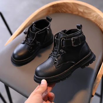 

2020 Autumn Fashion Kids Boots For Girls PU Leather Children Rain Martin Boots Winter Casual Teenager Shoes Short Martin Boots