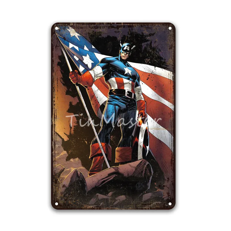 Винтаж MARVEL COMICS Супермен металлический знак Ретро летучая мышь Железный человек жестяные таблички живопись плакат Прачечная ребенок Декор для гостиной - Цвет: 20011