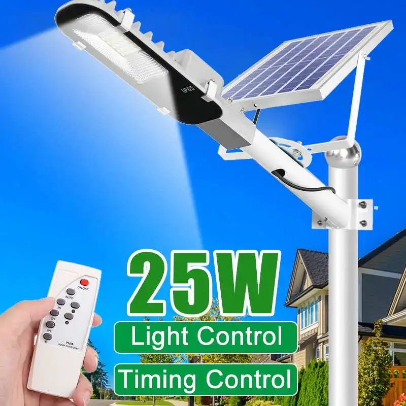 25 Вт солнечная панель уличный свет Водонепроницаемый IP65 светодиодный Наружный свет солнечные фонари для сада с пультом дистанционного управления