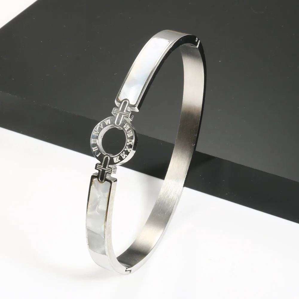 White Shell Roman Numeral Bangles & Bracelets Gold Color Women Bangle For Fashion Bracelet Jewelry bangle bracelet