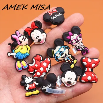 

1pcs Cartoon High Imitation Shoe Charms Mickey and Minnie Buckle Decorations Garden Shoe Accessories Fit for Croc JIBZ Kids Gift