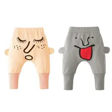 Детские штаны с милым принтом; Детские хлопковые штаны-шаровары для мальчиков и девочек; повседневные брюки на осень и зиму