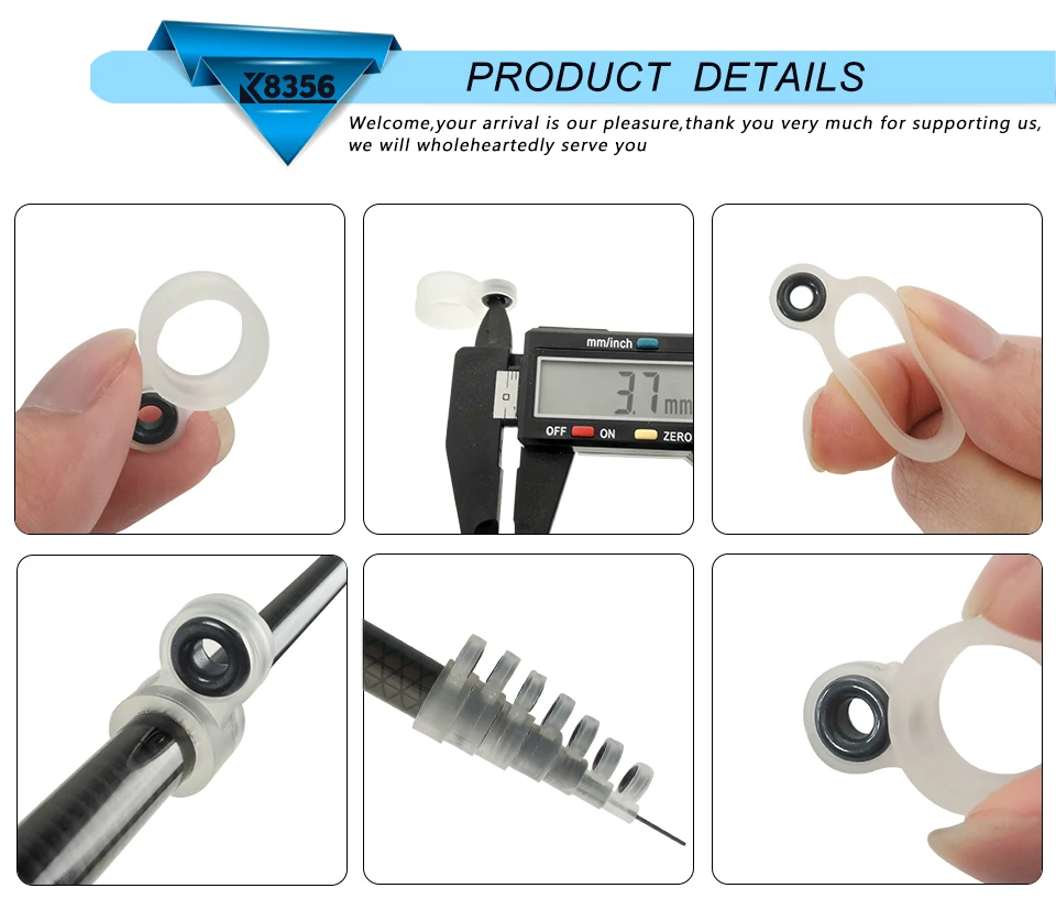 K8356 22PcsLot Silica ge Fishing Line Guide Ring Fishing Rod Wire Silicone Ring Different Size 0.9-22mm fish Tackle Accessories (14)