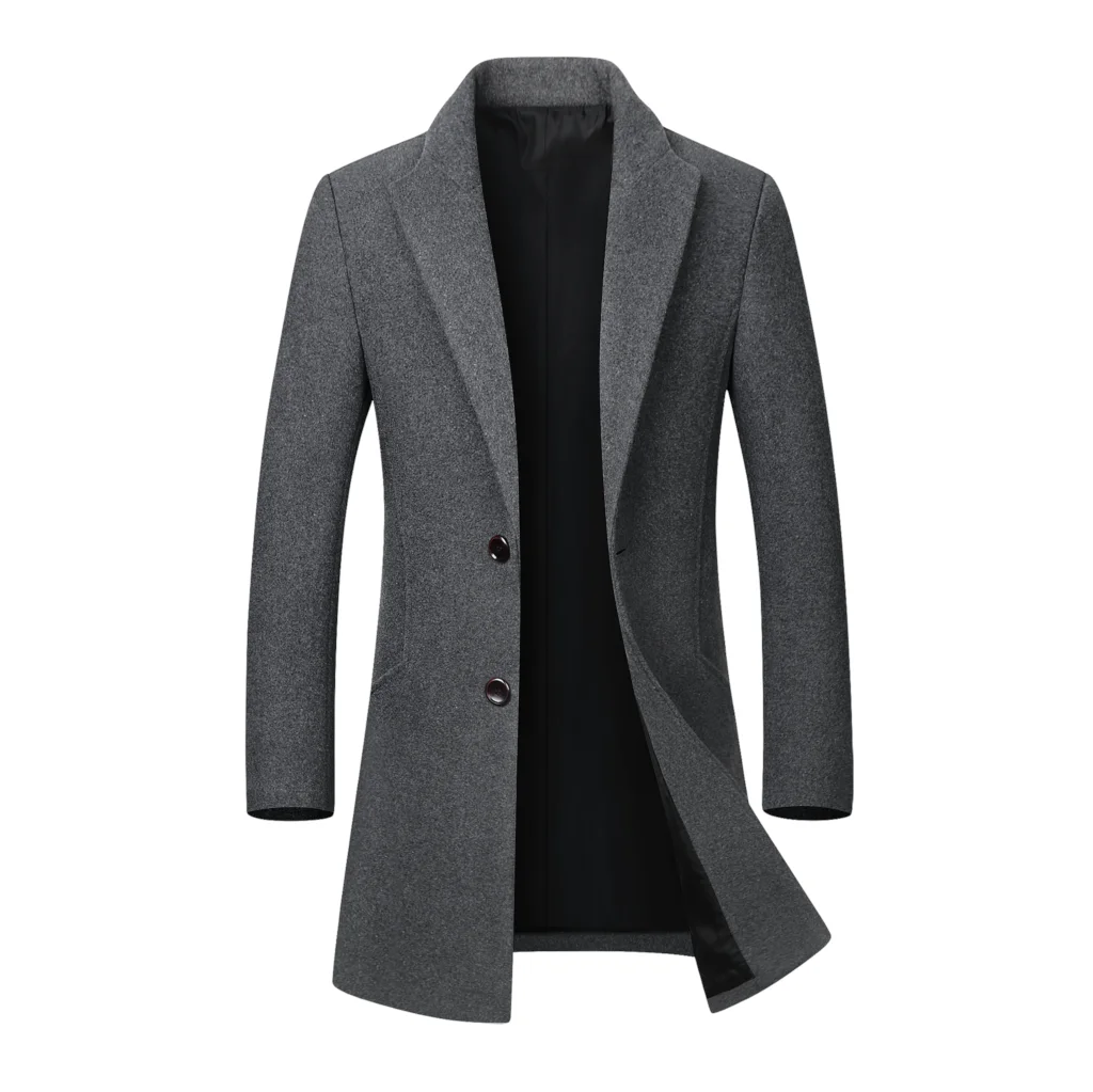 HEFLASHOR Зимняя шерстяная куртка, мужское высококачественное шерстяное пальто, повседневное тонкое шерстяное пальто с воротником, мужское длинное хлопковое пальто с воротником - Цвет: grey